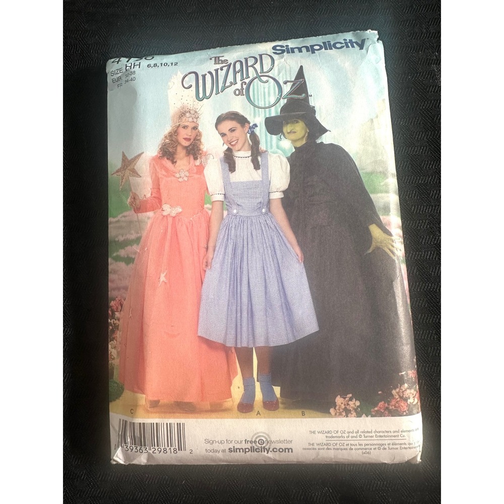 UNCUT Simplicity 4156 Wizard of Oz Costume Pattern Sz 6-12 Dorothy Glinda Witch